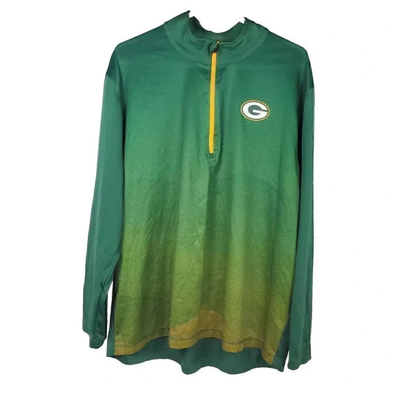 Majestic Other - Men's MAJESTIC Green Bay Packers NFL Cool Base Quarter Zip Pullover Shirt SZ XL‎